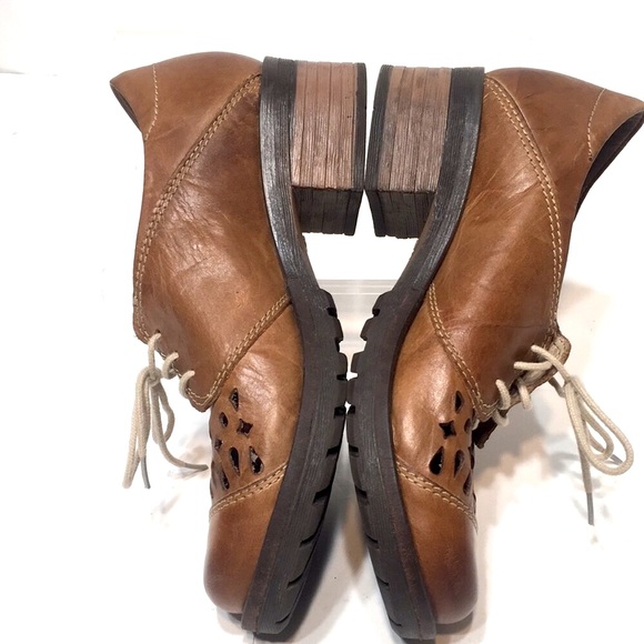 Dromedaris oxford laser cut out block heel EU36 Kaya tan brown - Picture 14 of 16